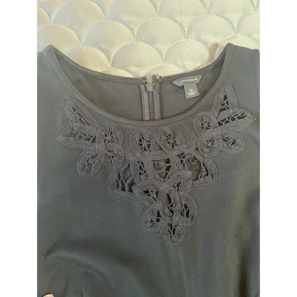 Ann Taylor Dress Women's 10 Black Sheath Sleeveless Knee Length Ponte Knit - Picture 2 of 7